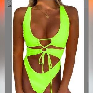 CHYRII Women's Sexy Cutout Lace Up Backless High Cut One Piece Swimsuit Monokini